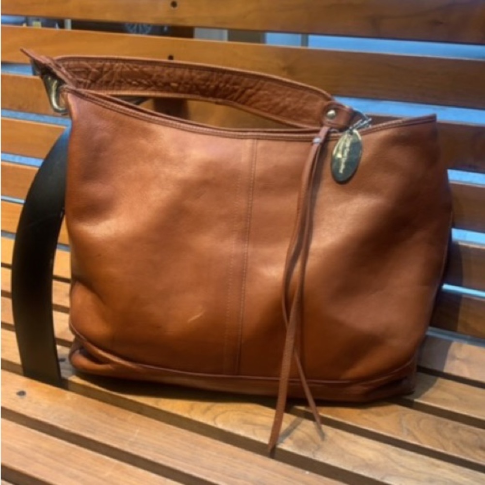Brown soft leather shoulder bag